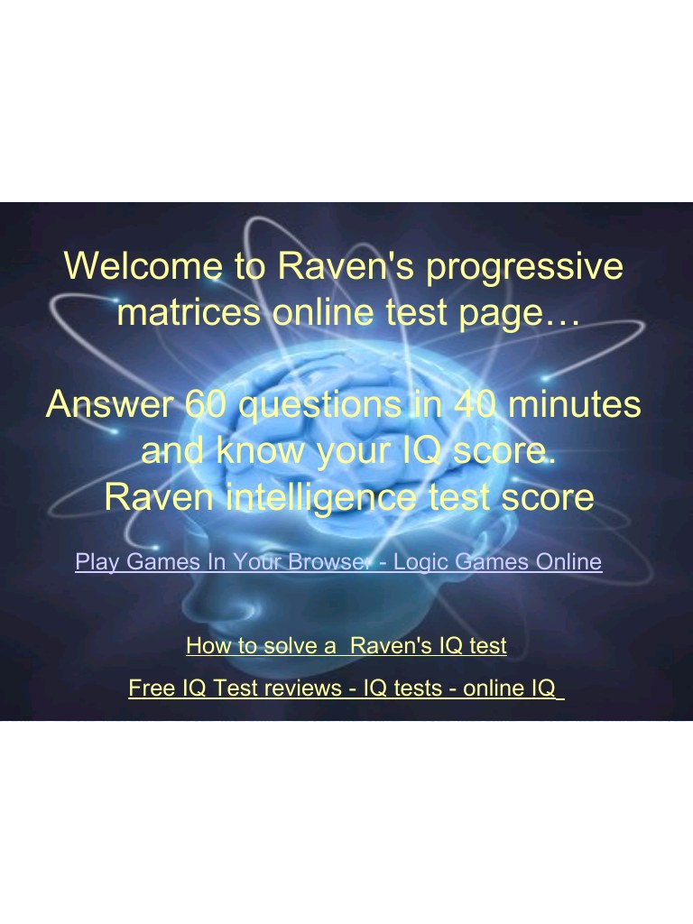 Raven Progressive Matrices Test Free Download